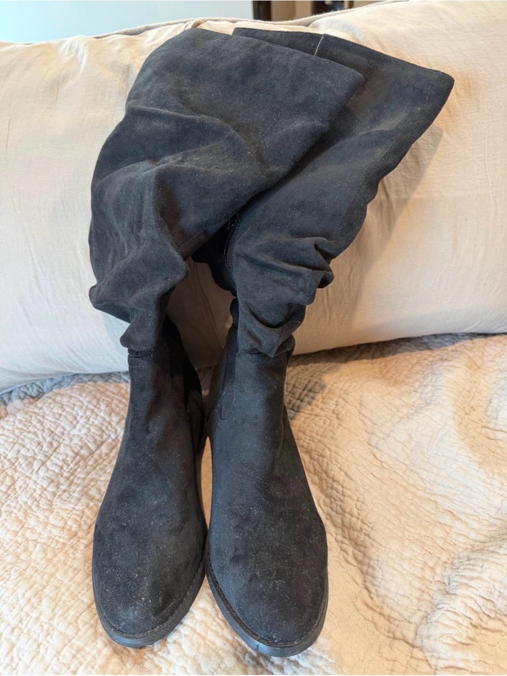Women's Black Suede Slouch Ankle Boots
